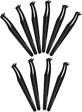 CHILDWEET 10PCS Ergonomic Plastic Tweezers for Craft Making Jewelry and Electronics Precision Tweezers with Comfortable Grip for Delicate Handling and Meticulous Tasks Tilted Head Style