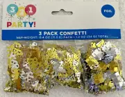 NWT 321 Party! 3 Pack FOIL Gold Silver Birthday Confetti 1.2 oz. total