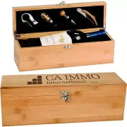 Personalized Bamboo Wine Box Custom Engraved Valentines Day Gifts for Him Her