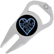 Blue Heart Golf Ball Marker Divot Repair Tool Bottle Opener