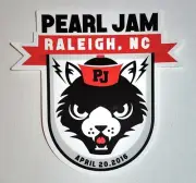 Pearl Jam 2016 Raleigh, NC Sticker Eddie Vedder Ten Club Cancelled Show