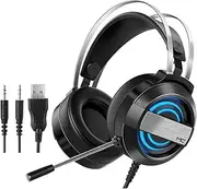 Q9 Gaming Headset Wired Gaming Headset with 360° Noise Reduction Microphone Breathing Light Headphone 3.5mm+USB Black 3.5mm&USB 3.5mm&USB