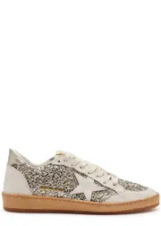 Golden Goose Ball Star Panelled Glittered Sneakers - Silver - 2 2