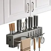 Whnbuij Cutlery Holder, Wall Cutlery Holder – Drill-Free Bar for Hanging Spoons Spatulas Cups and Cups