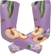 [voucong] Fresh Peach Fruit Purple Arm Protection Sleeves (1 Pair), UV Sun Protection Cooling Sleeves for Driver Women Volleyball, Basketball, Cycling, M, Fresh Peach Fruit Purple