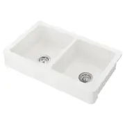 HAVSEN sink bowl, 2 bowls w visible front, white, 82x48 cm