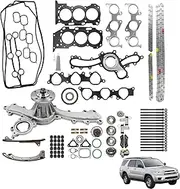 Timing Chain Kit with Water Pump & Full Gasket Set Head Bolts Fit for 2003-2015 Toyota 4Runner Tacoma Tundra FJ Cruiser 4.0 DOHC 1GRFE Replaces 1610009471 170-3940 13506-AD010