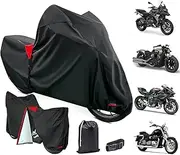XYZCTEM Premium Motorcycle Cover Waterproof All Weather Weatherproof UV Sun Protection Snow Dust Storm High Heat Resistant Durable Lock-Holes & Side Zip & Storage Bag Fits up to 96" Motors