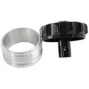 Aeroflow 2" Alum Weld Bung And Cap Black With Roll Over Valve - AF460-32-RV-BLK
