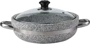 LCSVCCXA Korean Stone Pot with Glass Lid, Reusable Multi-Function Noodle Bowl, Kitchen Utensils for Kimchi Bibimbap, Hot Pot Soups, 28cm