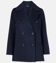 ['S Max Mara] 'S Max Mara Caban virgin wool peacoat UK 12 blue