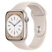 Apple Watch S8 GPS 45mm 星光色鋁金屬-星光色運動型錶帶【預購賣場】