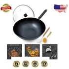 Versatile 13in Carbon Steel Wok Pan - Non-Stick & Hand-Hammered Design