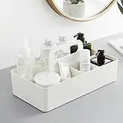 8 Slots Stackable Desk Organiser for Stationery, Arts & Craft Supplies, Portable Plastic Storage Containers Basket with Handle, Adjustable Makeup Organisers Case for Bathroom, Bedroom, & Home Office
