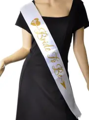 Glittery Gold and White Bride to Be Hens Party Sash