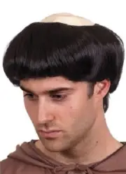 Mens Monk Fancy Dress Wig & Headpiece Fryer Tuck wig New by Smiffys