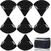 CJESLNA Triangle Powder Puffs, 9 Pieces, Face Makeup Puff for Body Loose Powder, Wet/Dry Application, Cosmetic Foundation Sponge (BLACK)