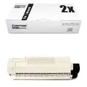 2x Eurotone Eco Cartridge Black for OKI C-5750-N C-5750-DN C-5650-N