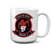VMAQ-2 Can Do Easy - Jester Skull Logo 15 Oz Ceramic Mug