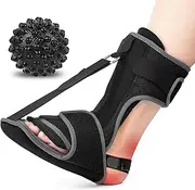 Plantar Fasciitis Night Splint: Upgraded Foot Brace with Massage Ball for Pain Relief Caused by Plantar Fasciitis Achilles Tendonitis Foot Drop Heel Spur Flat Arch, One Size & Unisex