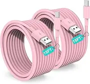 Extra Long USB C Cable Fast Charging 15FT, [MFi Cerytified] Long USB A to USB C Cable for iPhone 16 15 Charger Cord 5m,Type C Cable C Charger for iPhone 16 15 Pro Max/16 15 Plus/iPad/Samsung (Pink)