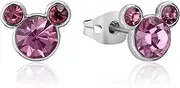[Disney] Women's Mickey JUN Birthstone earrings Stud Earrings, Silver, 1CM