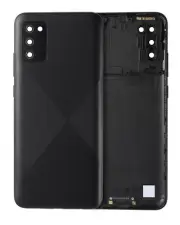 Back Cover Glass With Camera Lens For Samsung Galaxy A02S (Service Pack) (Black)