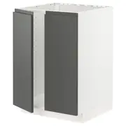 METOD base cabinet for sink + 2 doors, white/Voxtorp dark grey, 60x60x80 cm