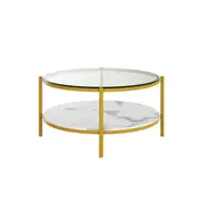 Frances 80cm Tempered Glass Top Coffee Table Marble