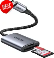 USB-C SD Card Reader Aluminum Adapter, Thunderbolt 3, iPhone, MacBook, iPad