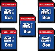INDMEM SD Card 8GB 5 Pack UHS-I U1 Class 10 8G SDHC Flash Memory Card Compatible with Digital Camera, Computer, Trail Cameras