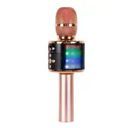 Wireless Bluetooth Microphone Mobile Phone FM Magic Sound Colorful Lantern D18 Microphone Handheld Audio Rose gold