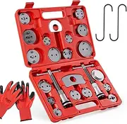 24pcs Heavy Duty Disc Brake Piston Caliper Compressor Wind Back Rewind Tool Set for Brake Pad Replacement Reset with Storage Case, Fits Most American, European, Japanese Autos