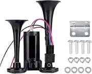 Air Horn for Truck 600DB, Super Loud Car Electric Horn 600DB 12V Dual Trumpets Truck Boat Train Speaker (Black)