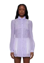 [Sugar Thrillz] I Totally Paused Sheer Top- Purple