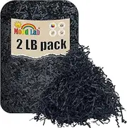 Mood Lab Crinkle Cut Paper Shred Filler - 2 LB Black - Shredded Cut Paper for Basket Filling - Gift Box Kraft Wrapping