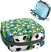 Period Bag,Sanitary Napkin Storage Bag,Football Soccer Balls Floral,Tampon Holder for Purse