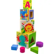 Fisher-Price My First Stacking Shape Sorter 8 Wood Pieces