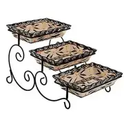 Temp-tations Old World Set of 3 Bake Trays w/Swivel Server BLUE in box