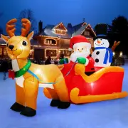 Danxilu 6.6 FT Long Christmas Inflatable Santa Claus on Sleigh with Snowman a...