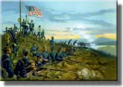 Civil War Battle US Flag Vintage Picture on Stretched Canvas, Wall Art Décor, Re