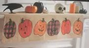 Cynthia Rowley Curious Halloween Burlap Fun Pumpkins Mantel Scarf Fireplace New