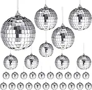 30 Pcs Mirror Disco Ball Different Sizes Hanging Disco Ball with Rope 70s 90s Party Mini Balls Ornaments Reflective Disco Ball for Wedding Party Cake Decor (2.36/1.57/1.18/0.79 Inches)