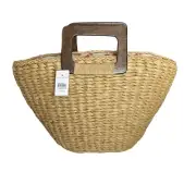 Ann Taylor Strawberry Purse Paper Straw Woven Tan Purse With Insert Cinch New