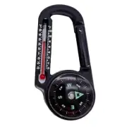 Portable Aluminum Alloy Carabiner Keychain Thermometer Compasses Camping Tool