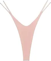 [FARZAH] 3Pcs Women Sexy Low Waist Thong Pantie Seamless Thin Rope Underwear Female Solid Color G String Lingerie Temptation Bikini (Color : Pink, Size : Medium)