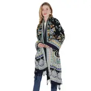 ANYYOU 100% Pure Merino Wool Silver Grey Poncho Winter Large Scarf Pashmina Shawl Bandana Neck Wrap For Women