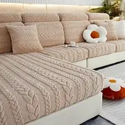 Magic Sofa Cover Stretch Jacquard Velvet Sofa Seat Couch Cushion Slipcovers, Anti-Slip Furniture Protector for Sectional 1/2/3/4 Seat Cover,L Shape Sofa Covers