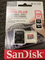 SanDisk Ultra Plus MicroSDXC UHS-I Memory Card with Adapter 256GB New F3