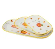 New Set of 3 Temp-tations Old World Pumpkin Patch Squoval Trays Serving Platters